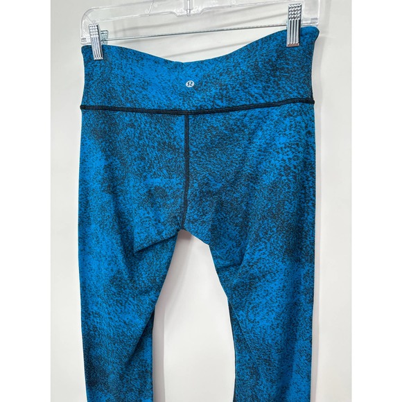 Lululemon Wunder Under Legging Luon Spray Jacquard Shocking Blue Black Size 8 - Picture 5 of 9